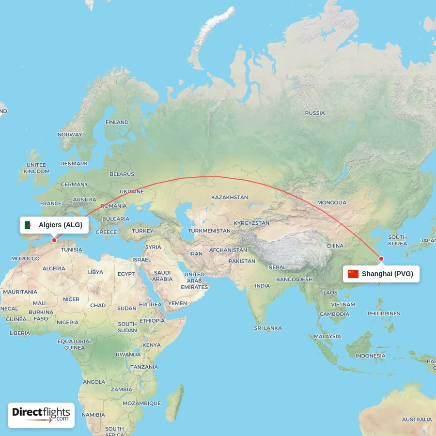 PVG - ALG route map