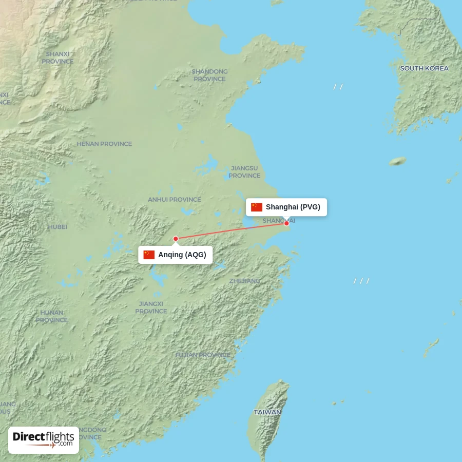 PVG - AQG route map