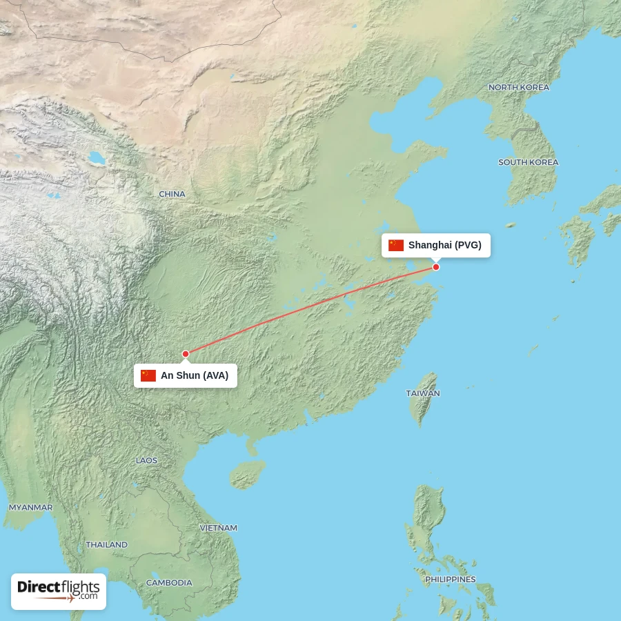 PVG - AVA route map
