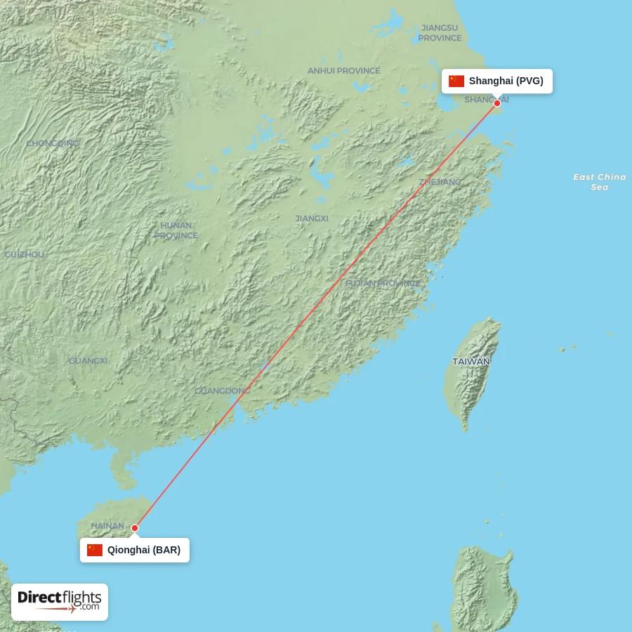 PVG - BAR route map