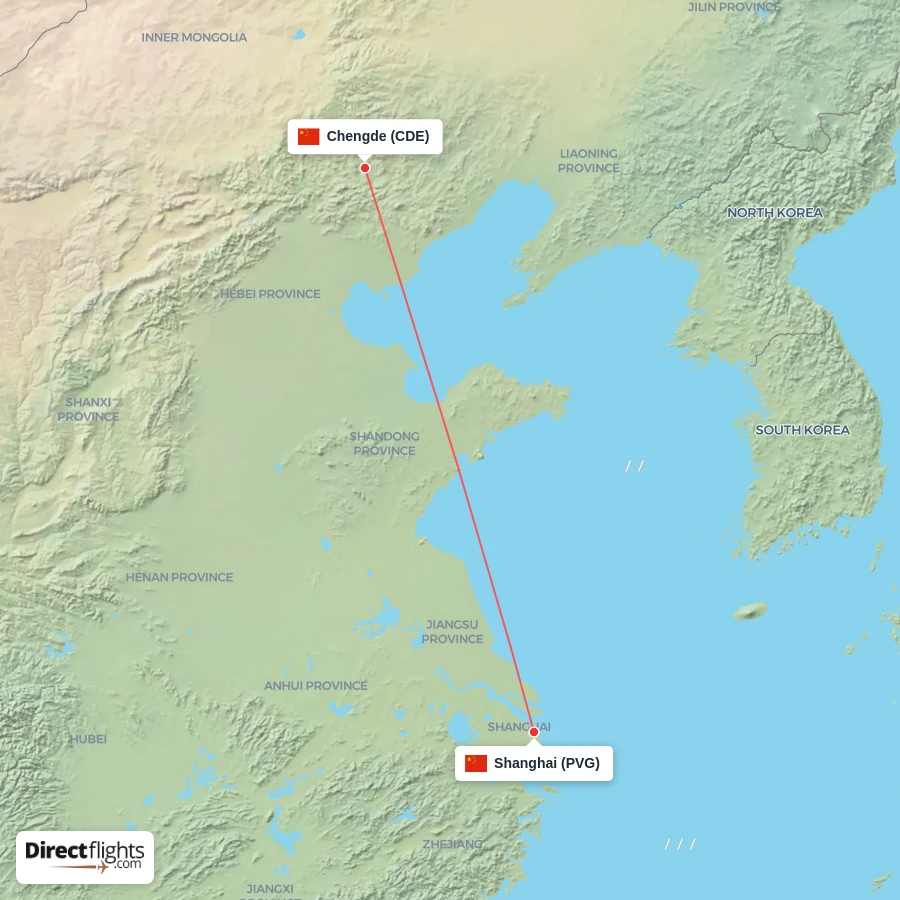 PVG - CDE route map