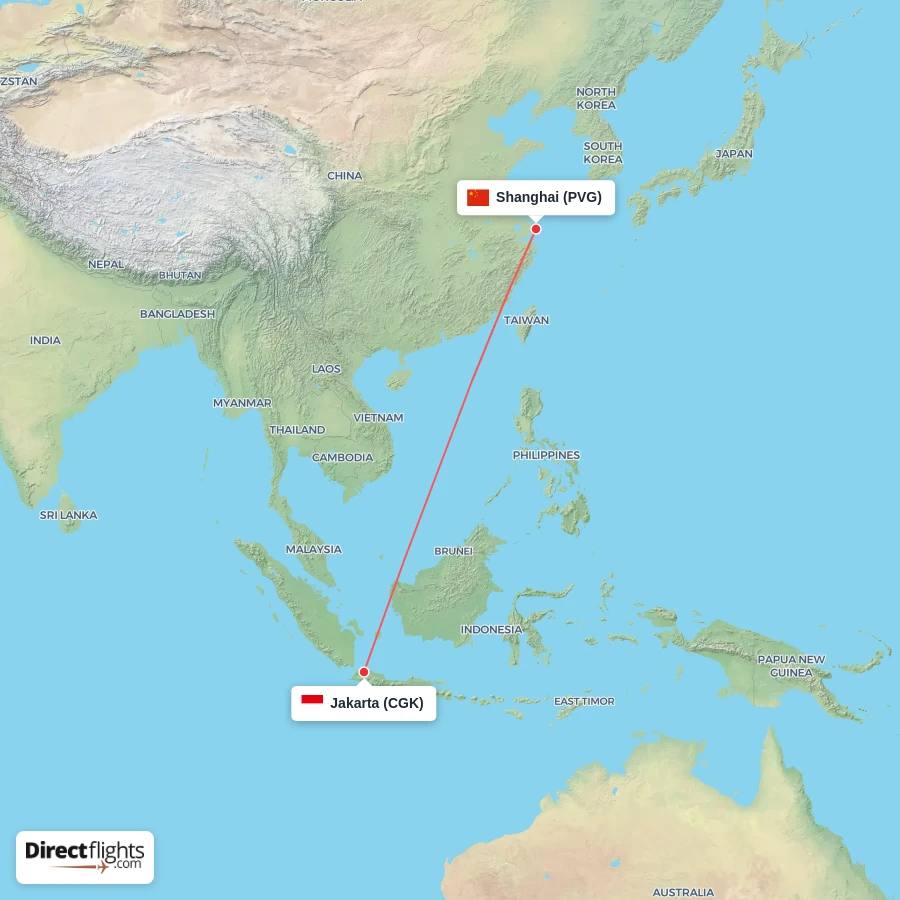 PVG - CGK route map
