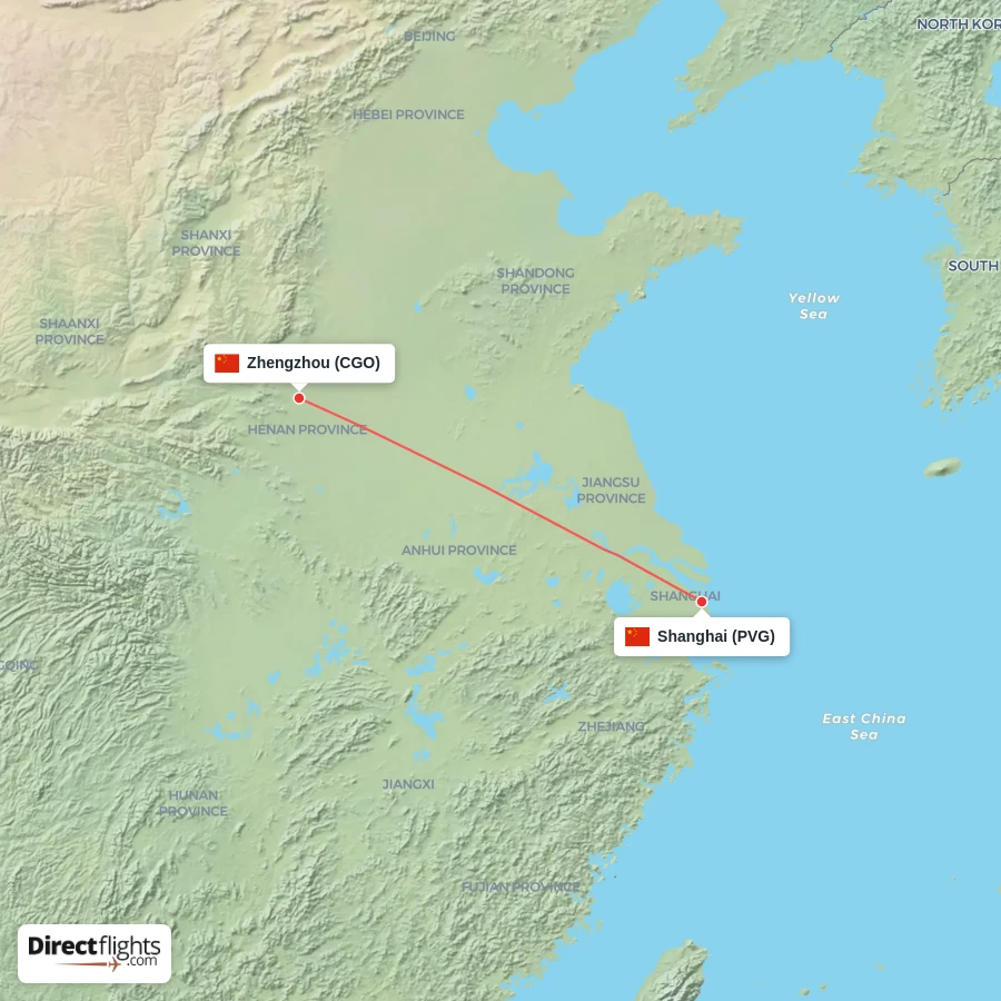 PVG - CGO route map