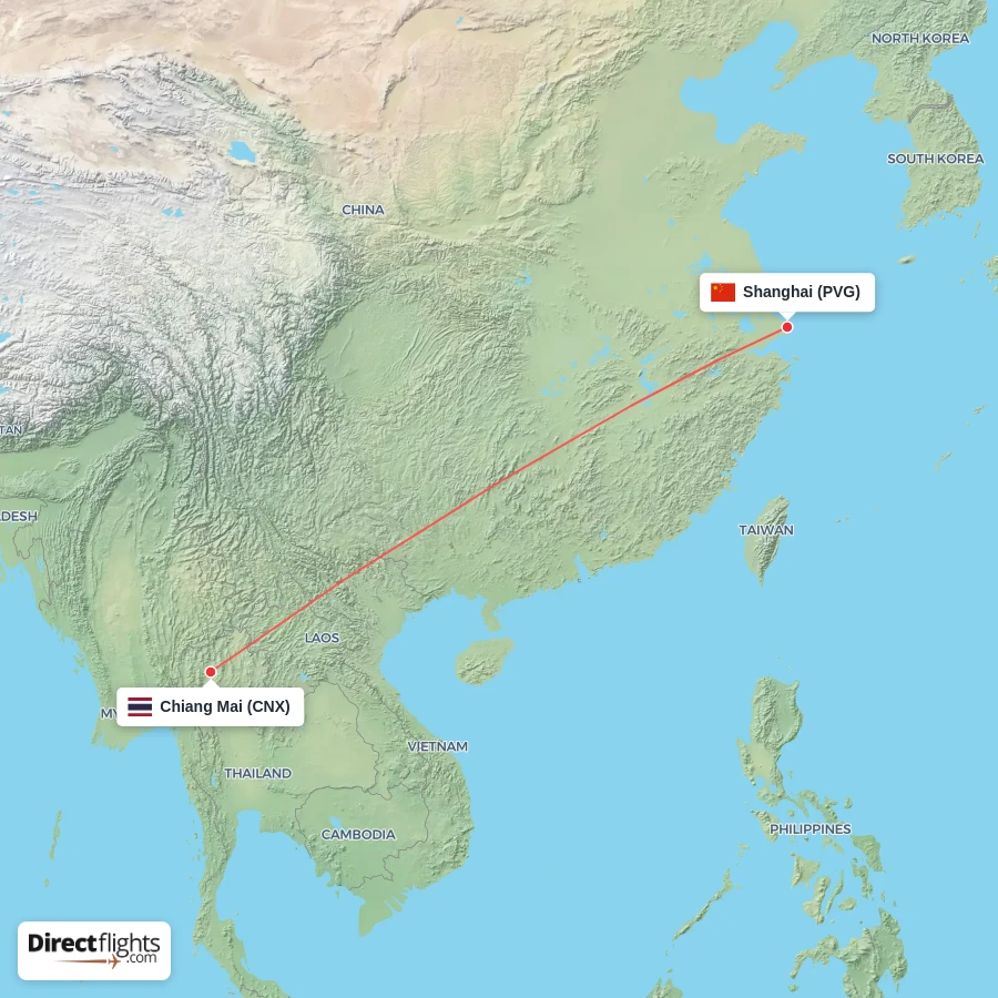 PVG - CNX route map