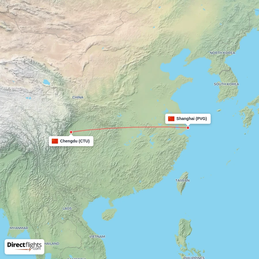 PVG - CTU route map