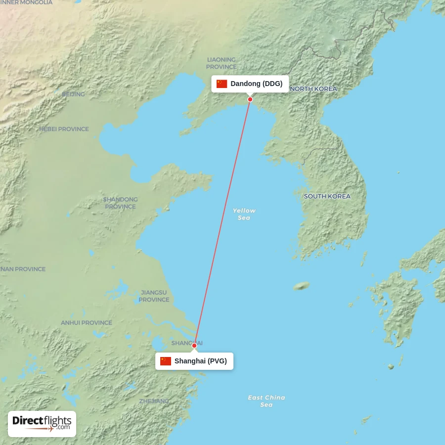 PVG - DDG route map