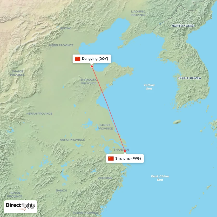 PVG - DOY route map