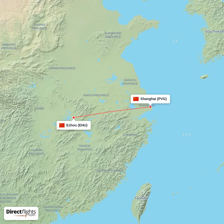PVG - EHU route map