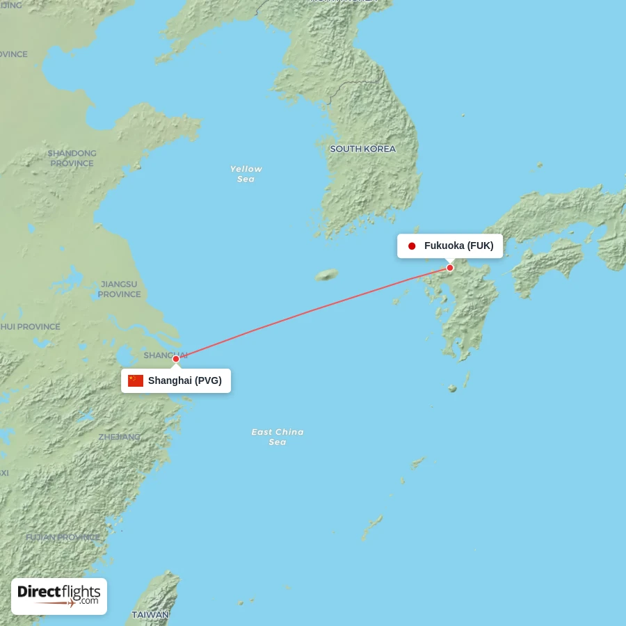 PVG - FUK route map