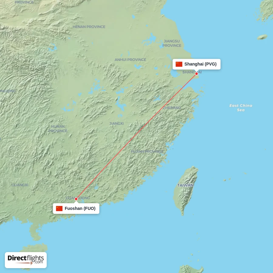 PVG - FUO route map