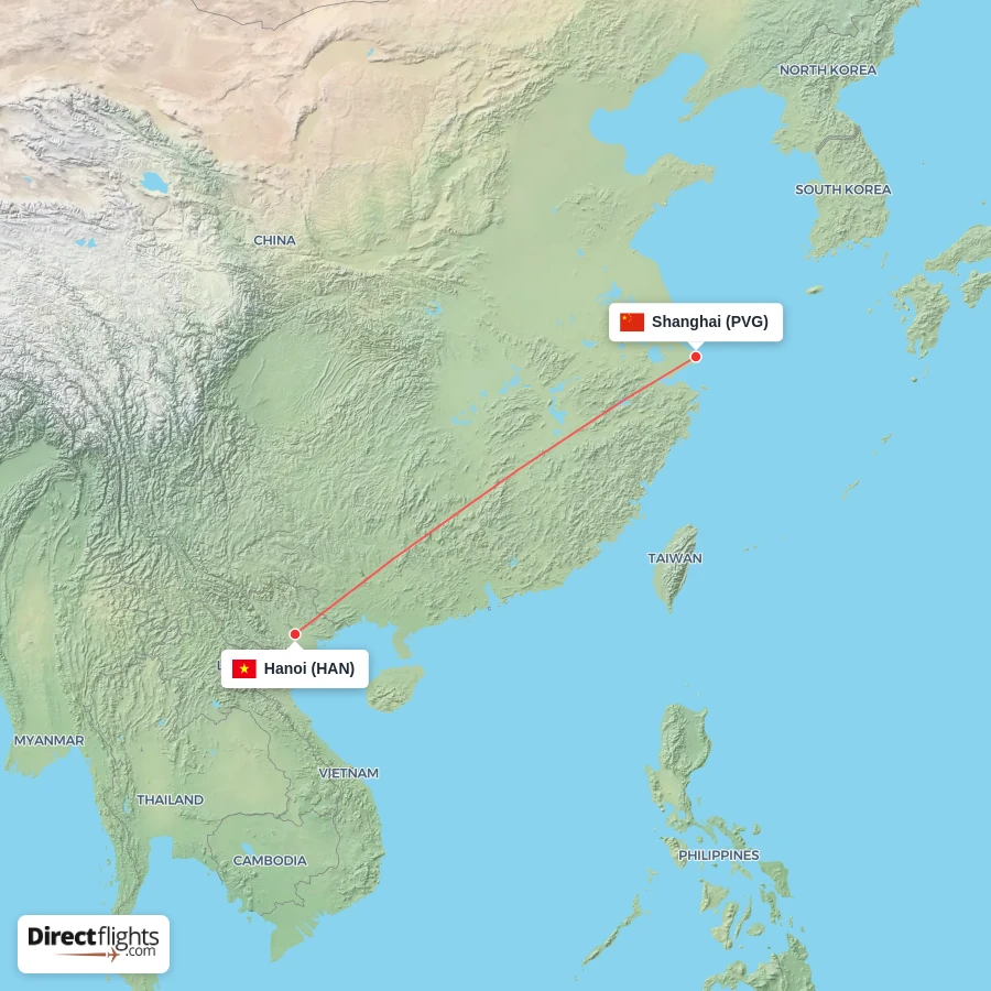 PVG - HAN route map