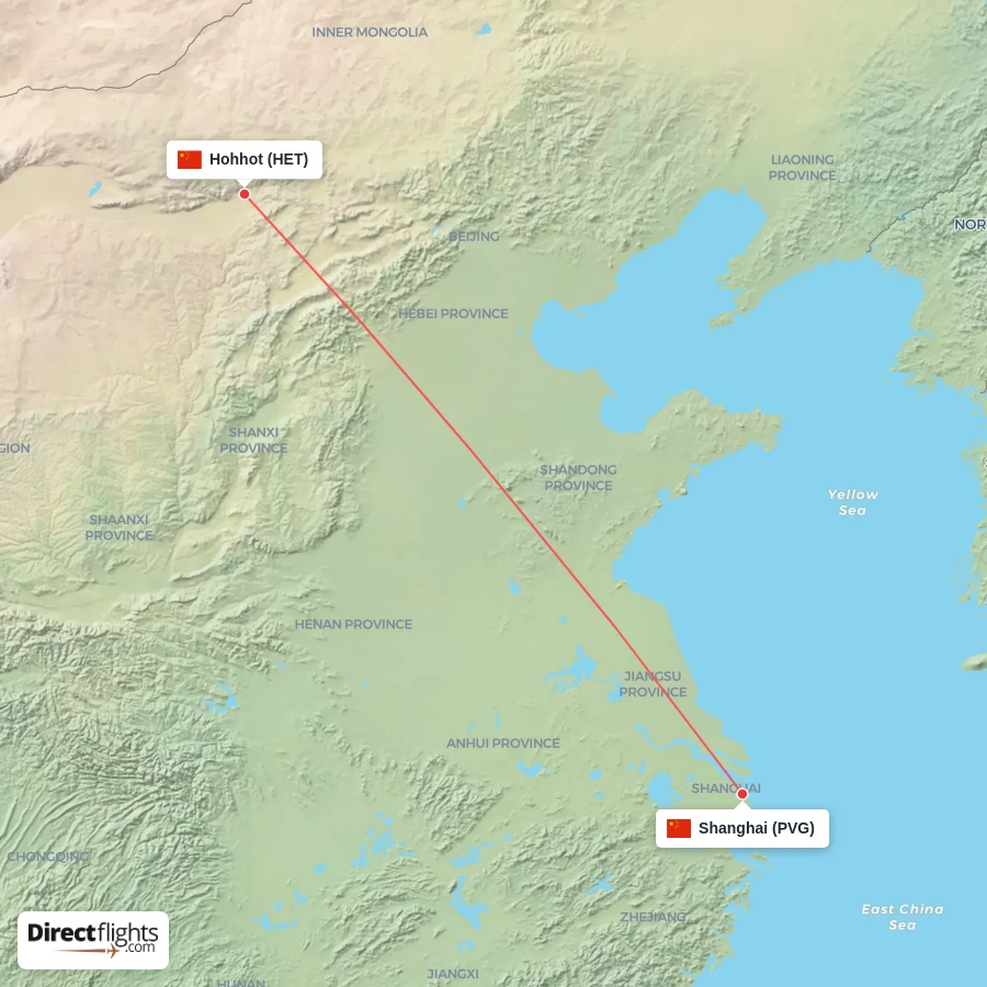 PVG - HET route map