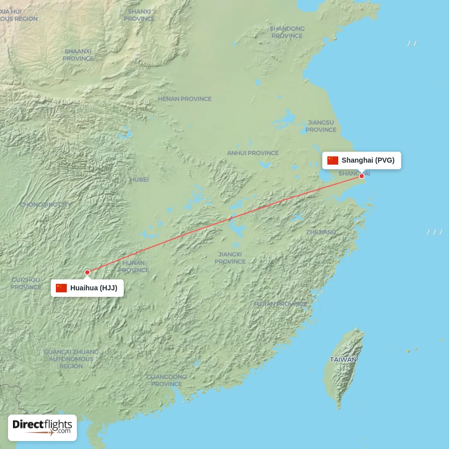 PVG - HJJ route map