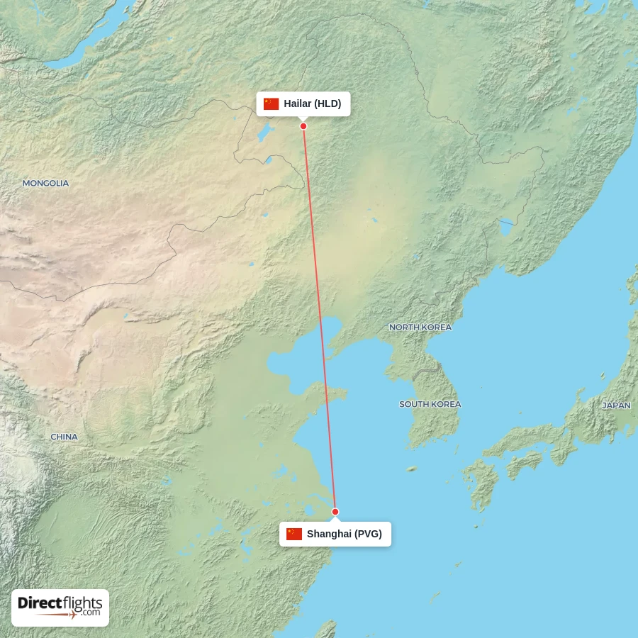 PVG - HLD route map