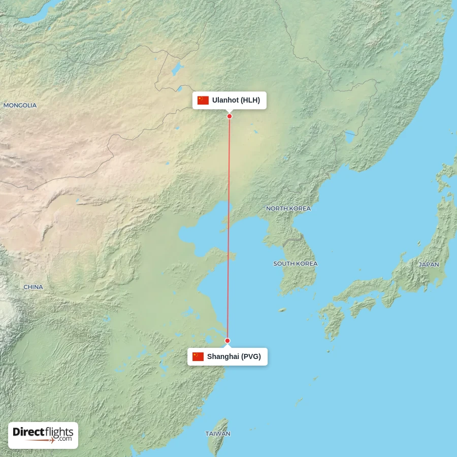 PVG - HLH route map