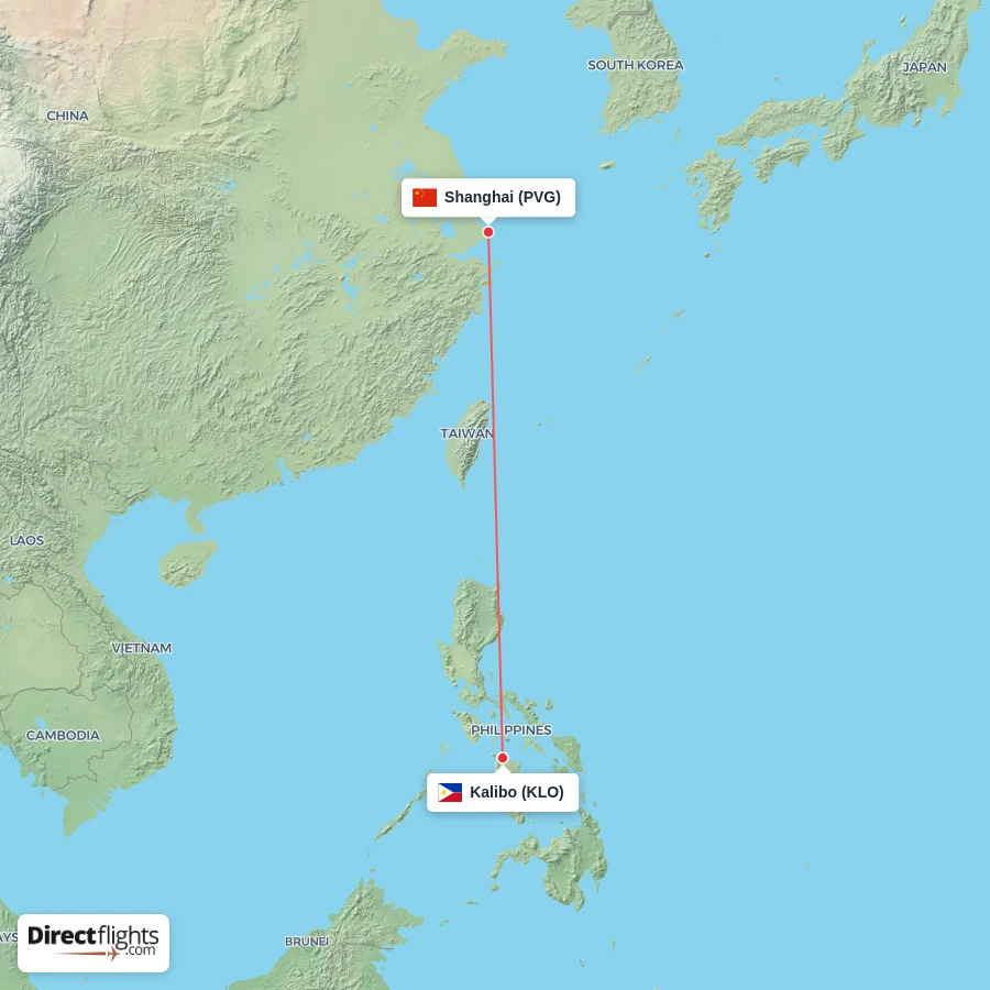 PVG - KLO route map
