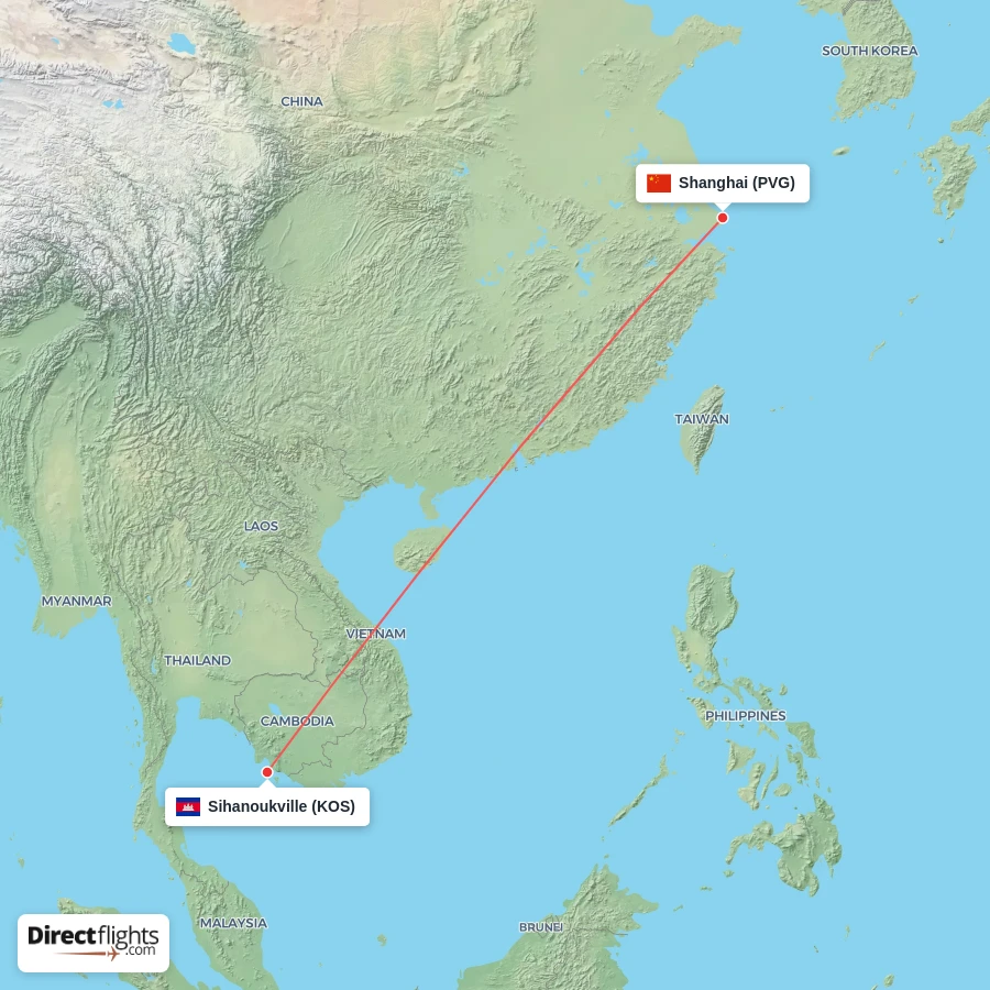 PVG - KOS route map