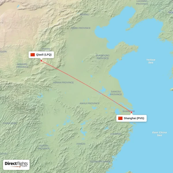 Shanghai - Qiaoli direct flight map