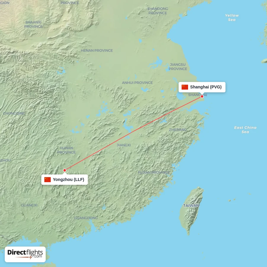 PVG - LLF route map
