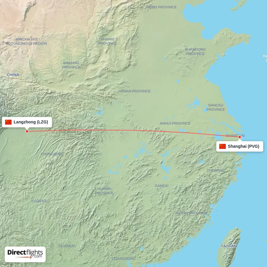 PVG - LZG route map