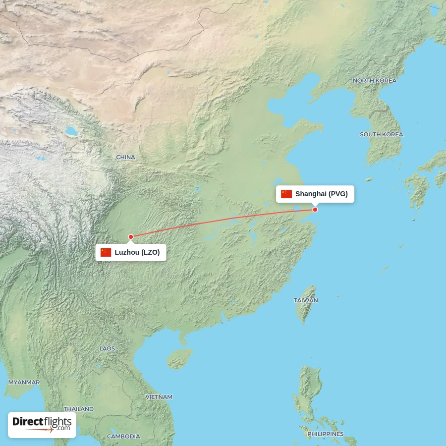 PVG - LZO route map