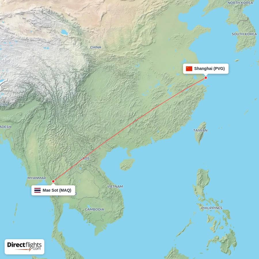 PVG - MAQ route map