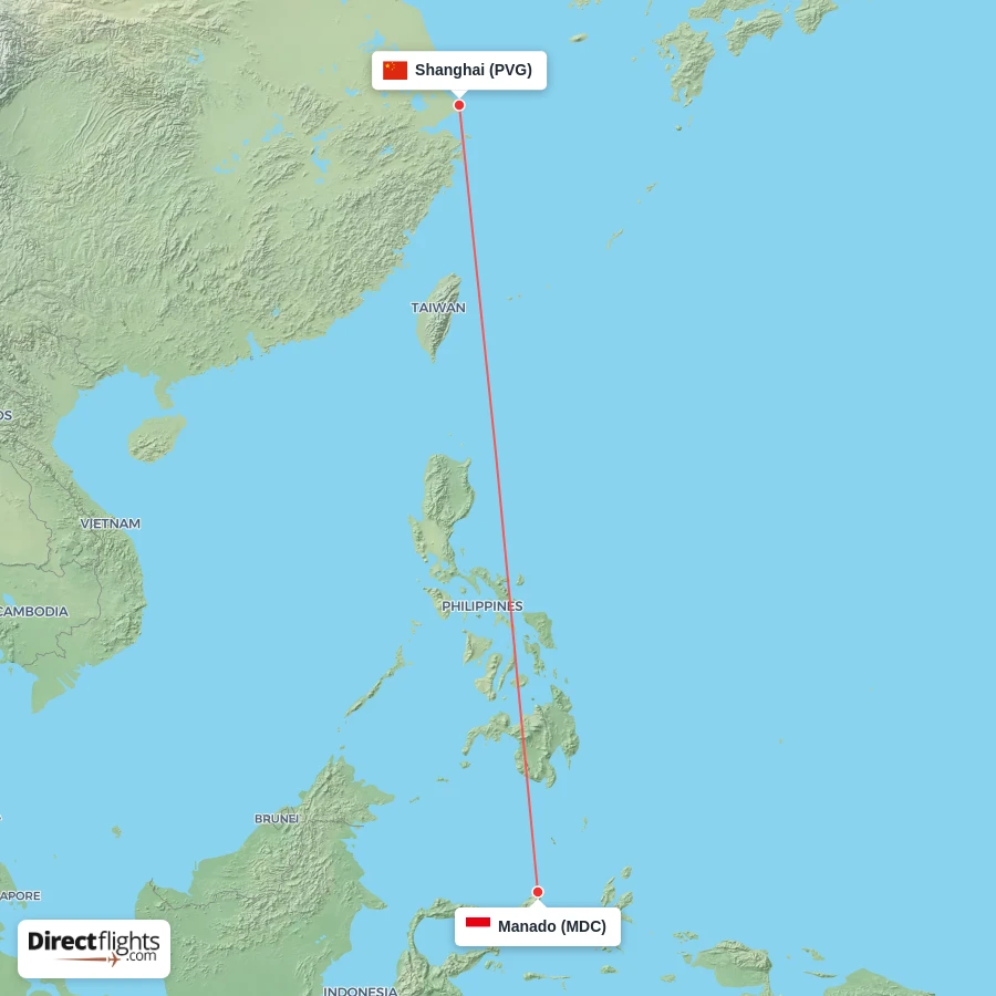 PVG - MDC route map