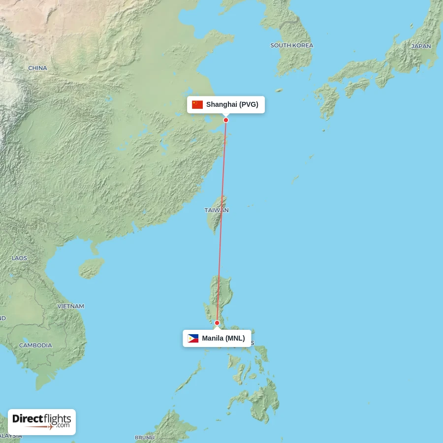 PVG - MNL route map