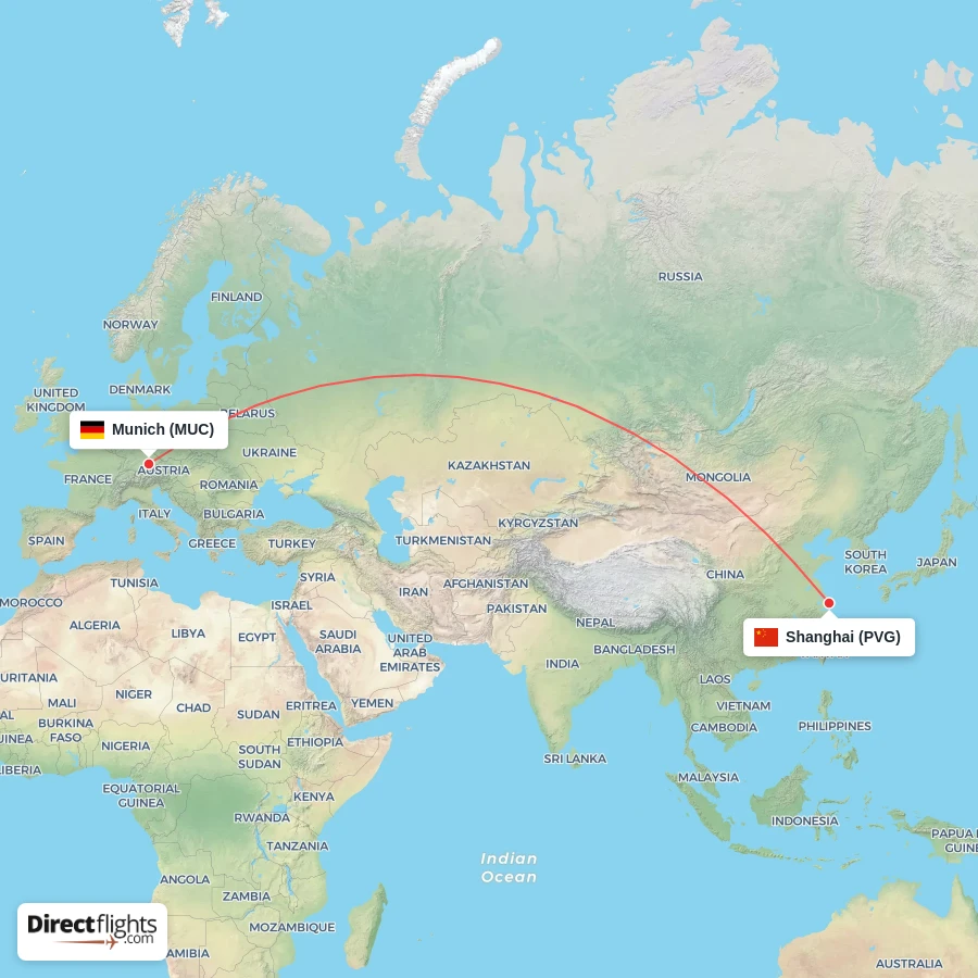 PVG - MUC route map