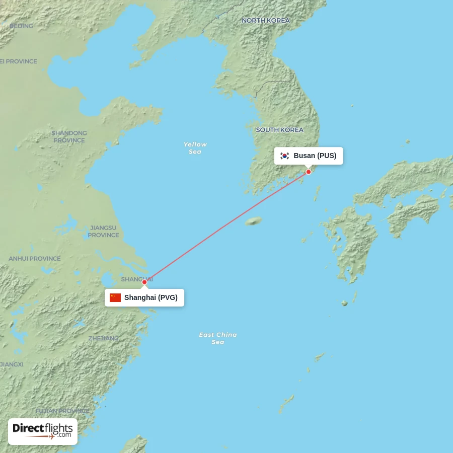 PVG - PUS route map