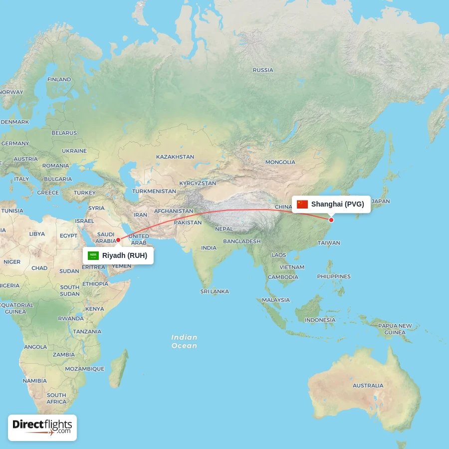 PVG - RUH route map