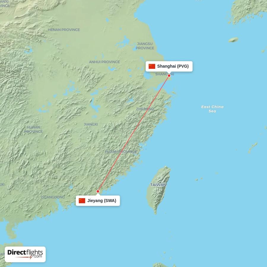 PVG - SWA route map