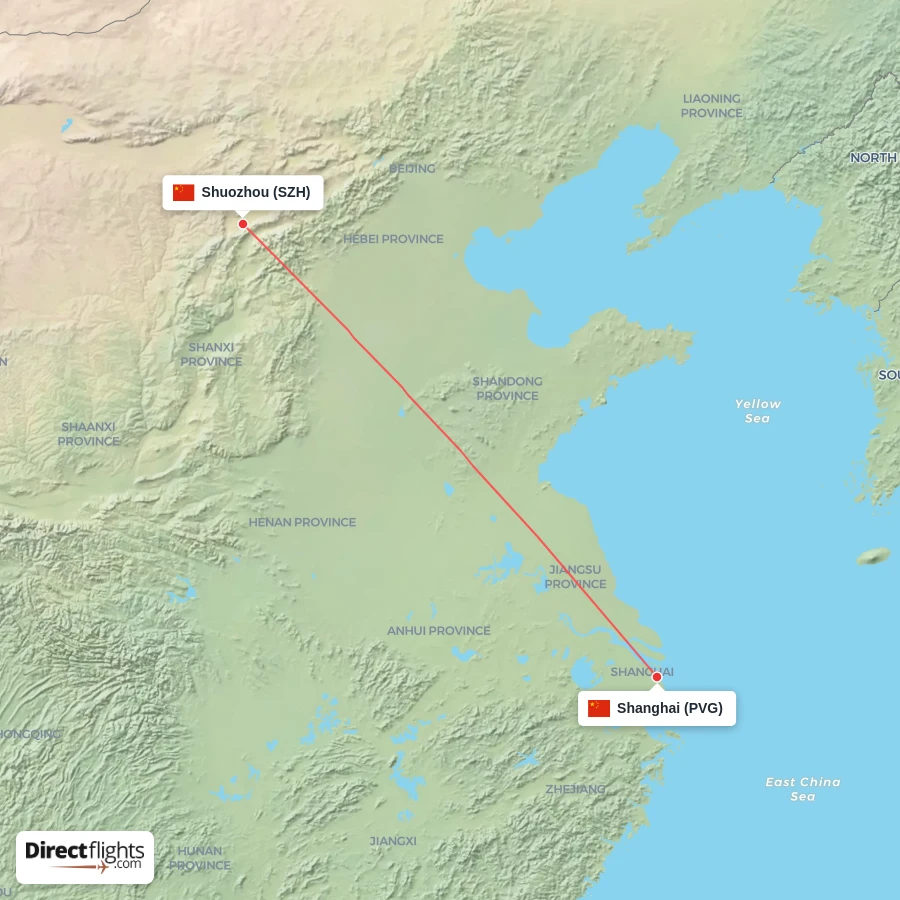 PVG - SZH route map