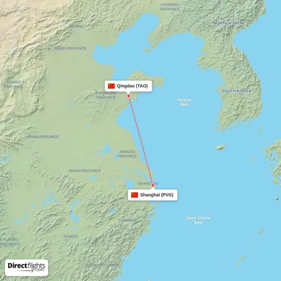 PVG - TAO route map