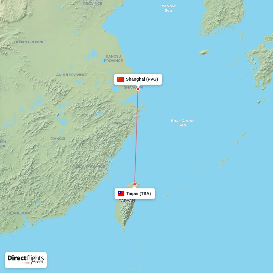 PVG - TSA route map