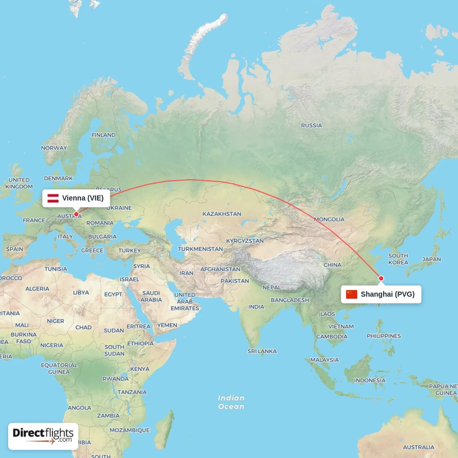 PVG - VIE route map