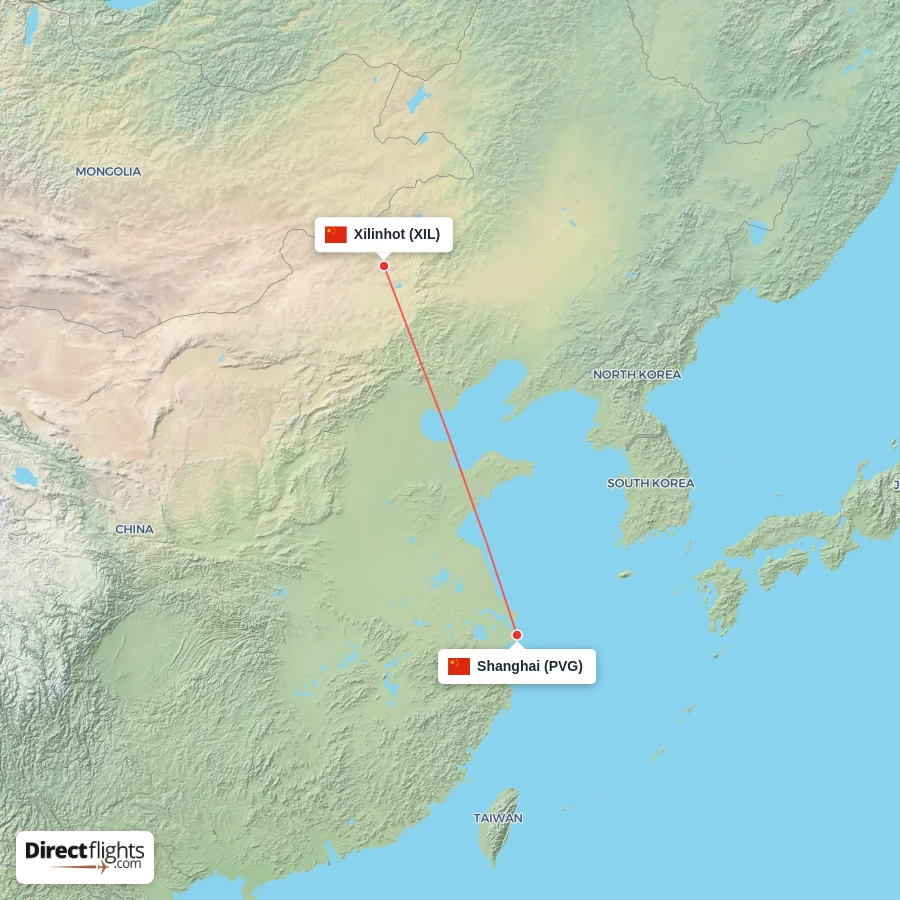 PVG - XIL route map