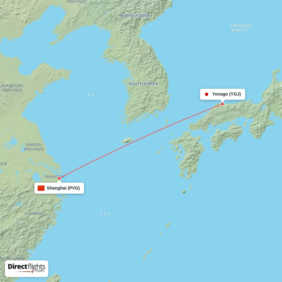 PVG - YGJ route map