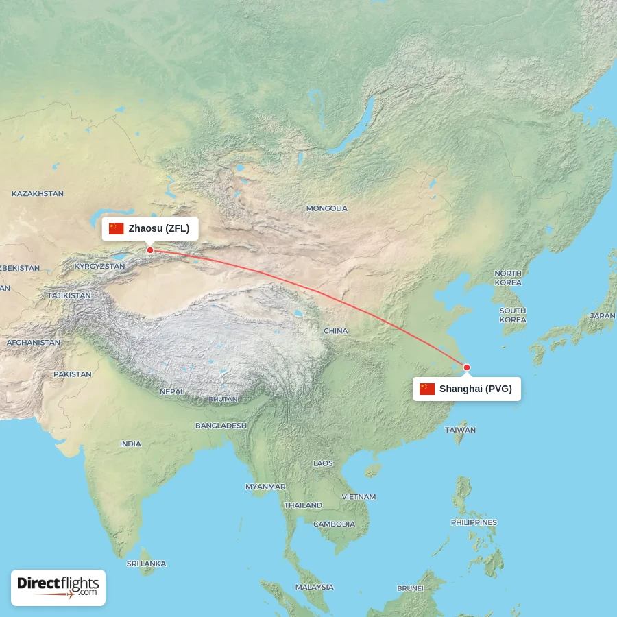 PVG - ZFL route map