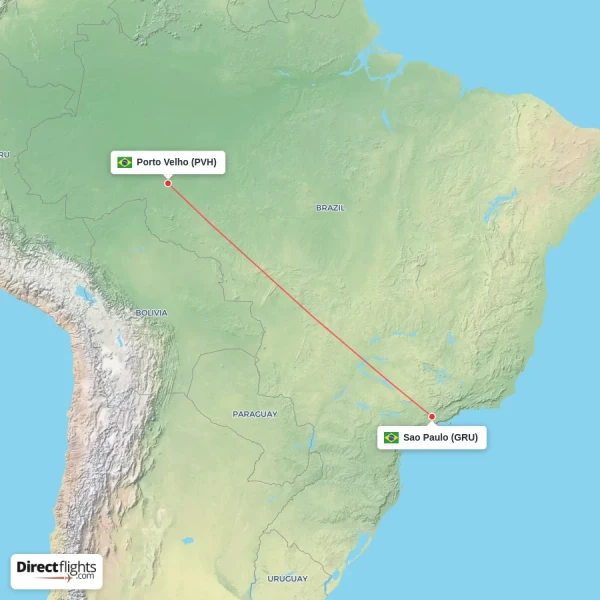 Porto Velho - Sao Paulo direct flight map