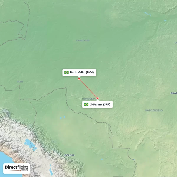 Porto Velho - Ji-Parana direct flight map