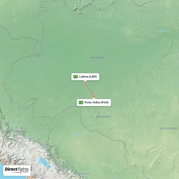 Porto Velho - Labrea direct flight map