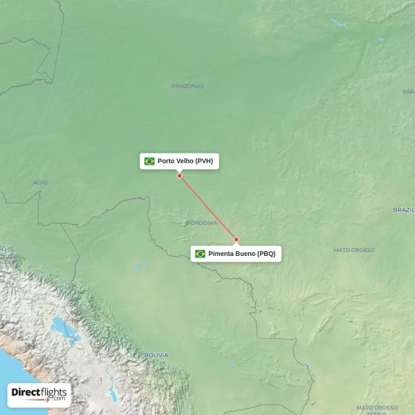 Porto Velho - Pimenta Bueno direct flight map