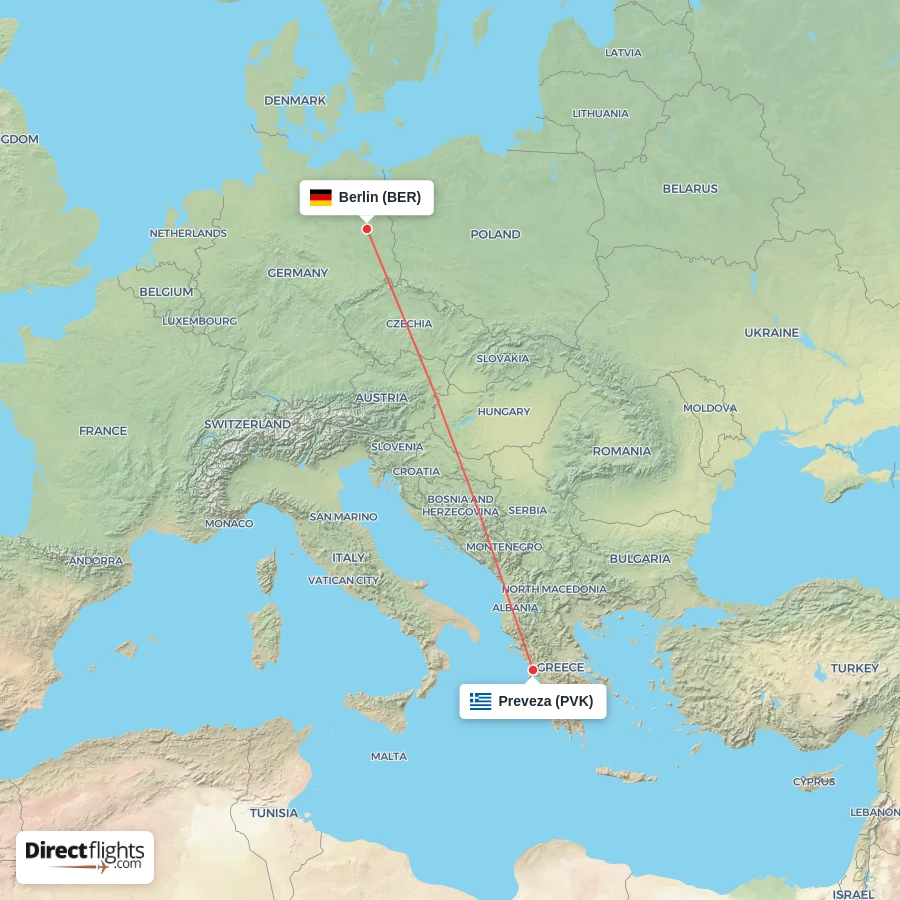 PVK - BER route map