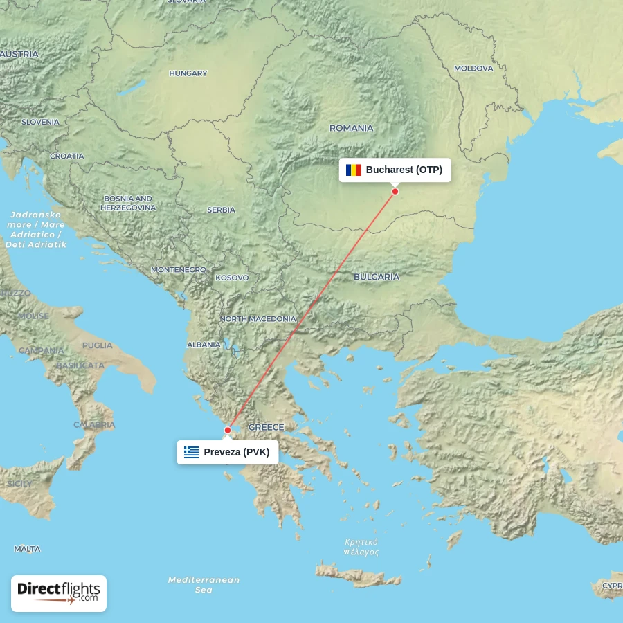 PVK - OTP route map