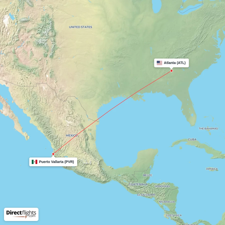 PVR - ATL route map