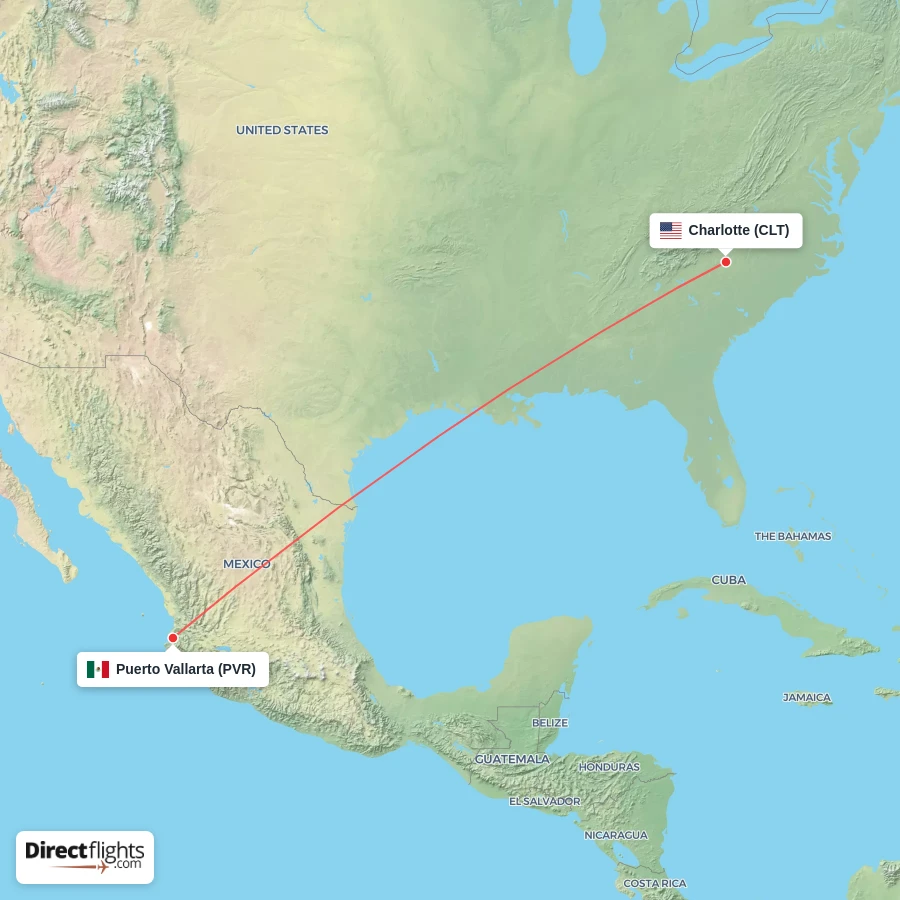 PVR - CLT route map