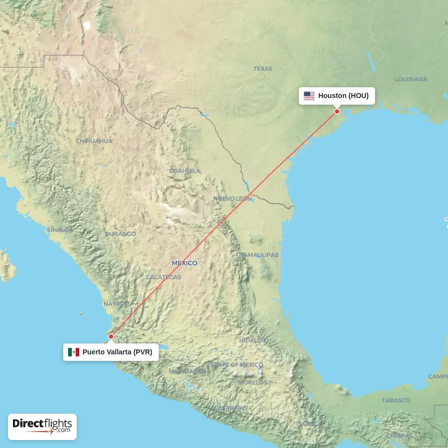 PVR - HOU route map