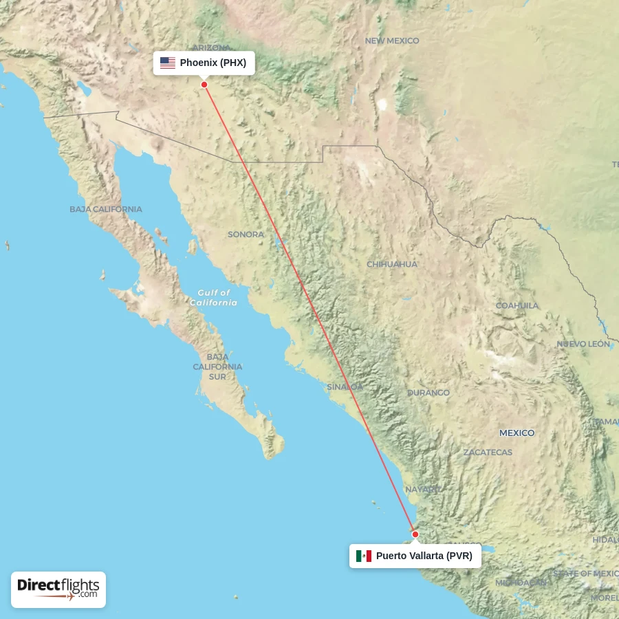 PVR - PHX route map