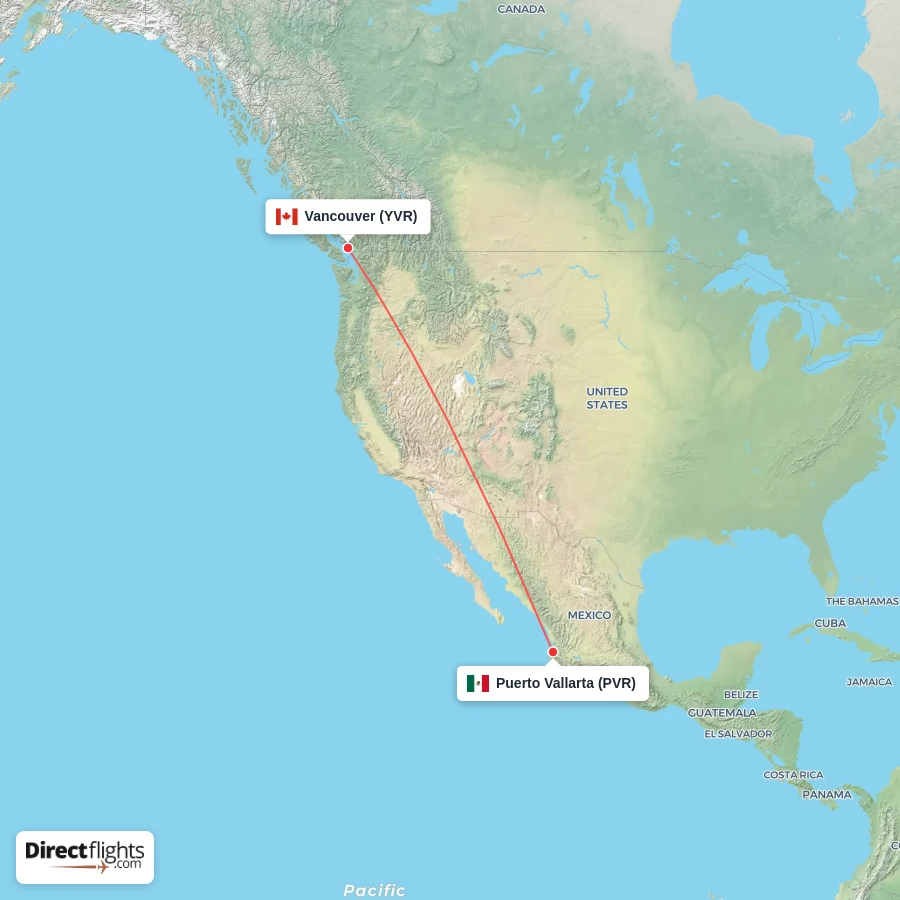 PVR - YVR route map